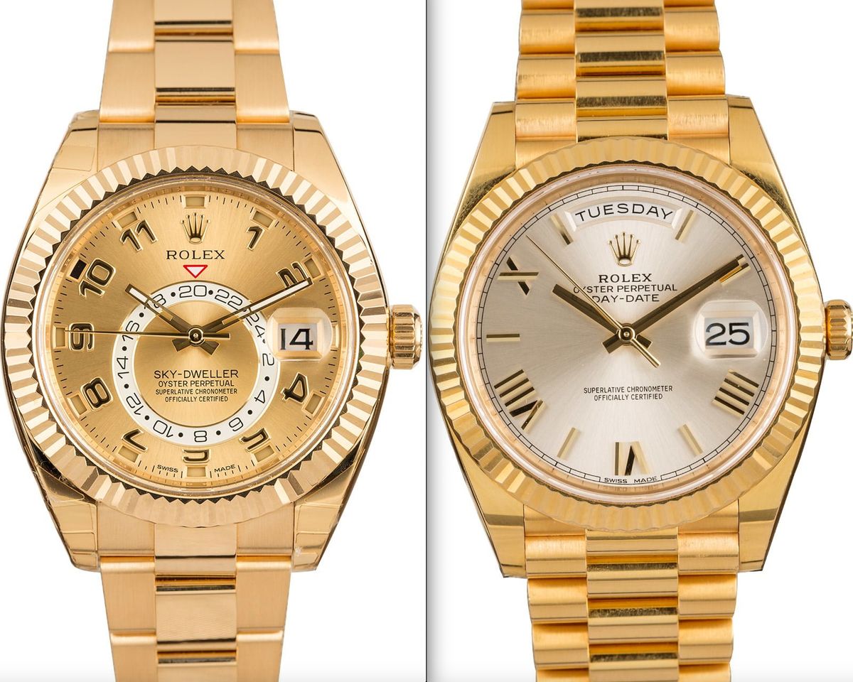 Gold Rolex Sky-Dweller vs Day-Date Comparison