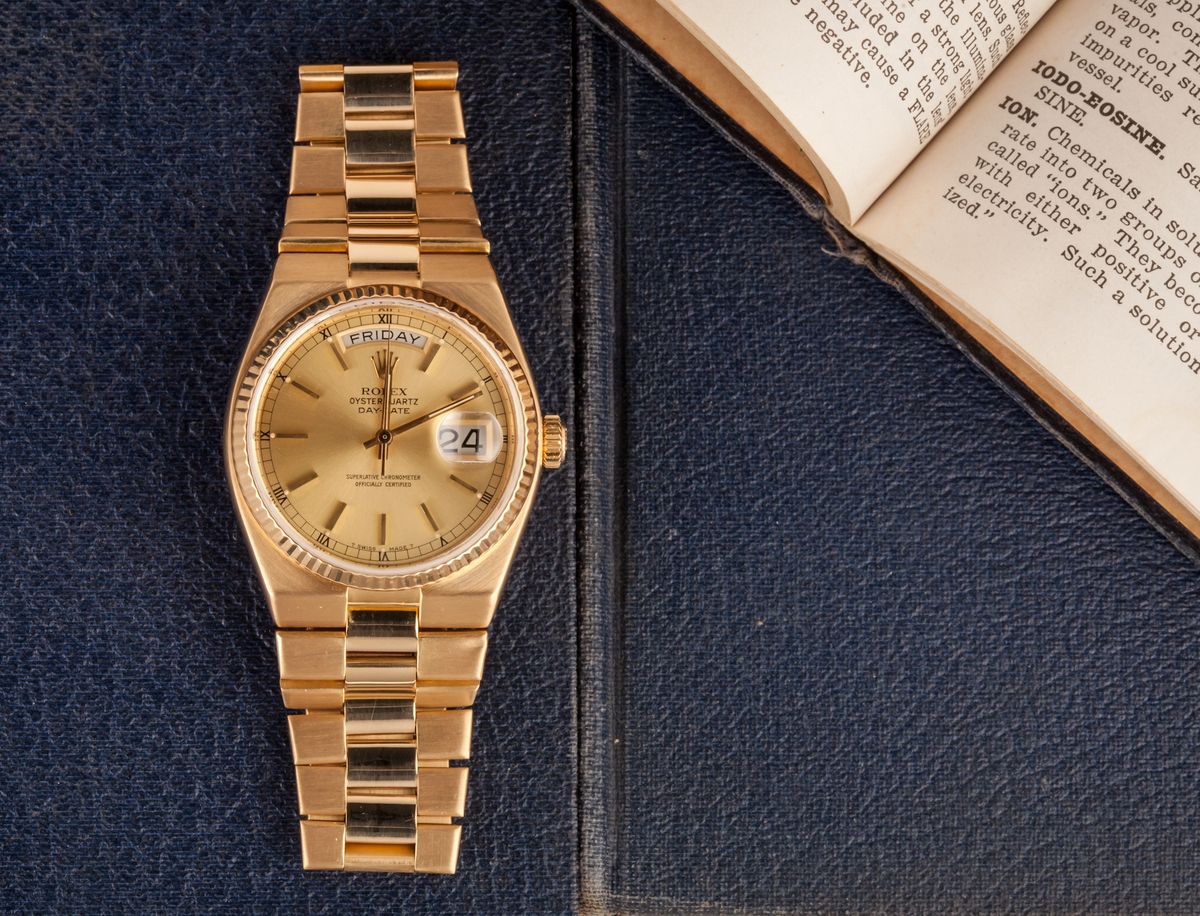 rolex oysterquartz day date gold