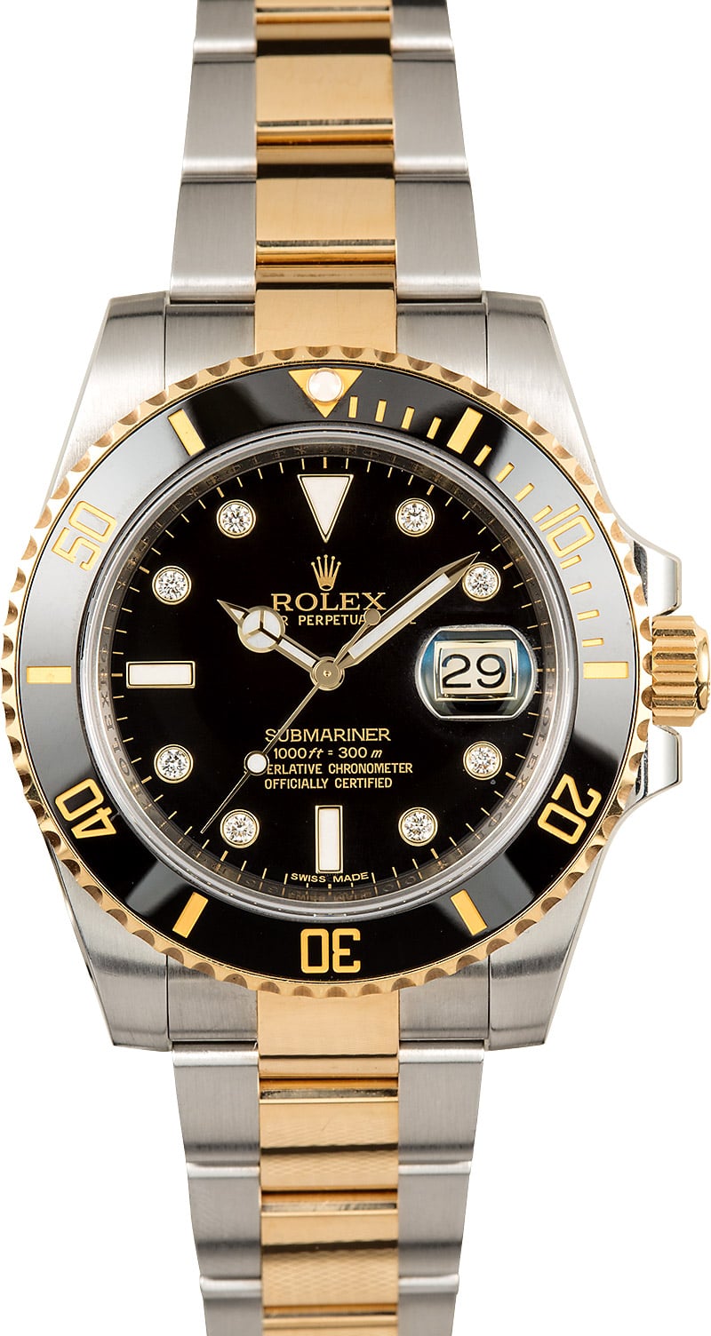 Most Luxe Rolex Submariner Watches 116613LN Serti Dial