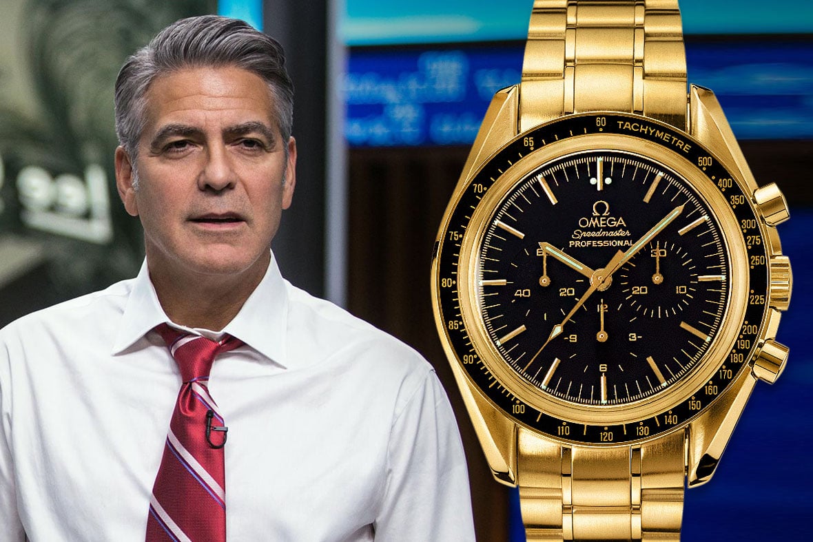 George Clooney Money Monster Omega Speedmaster Professional 18k Gold