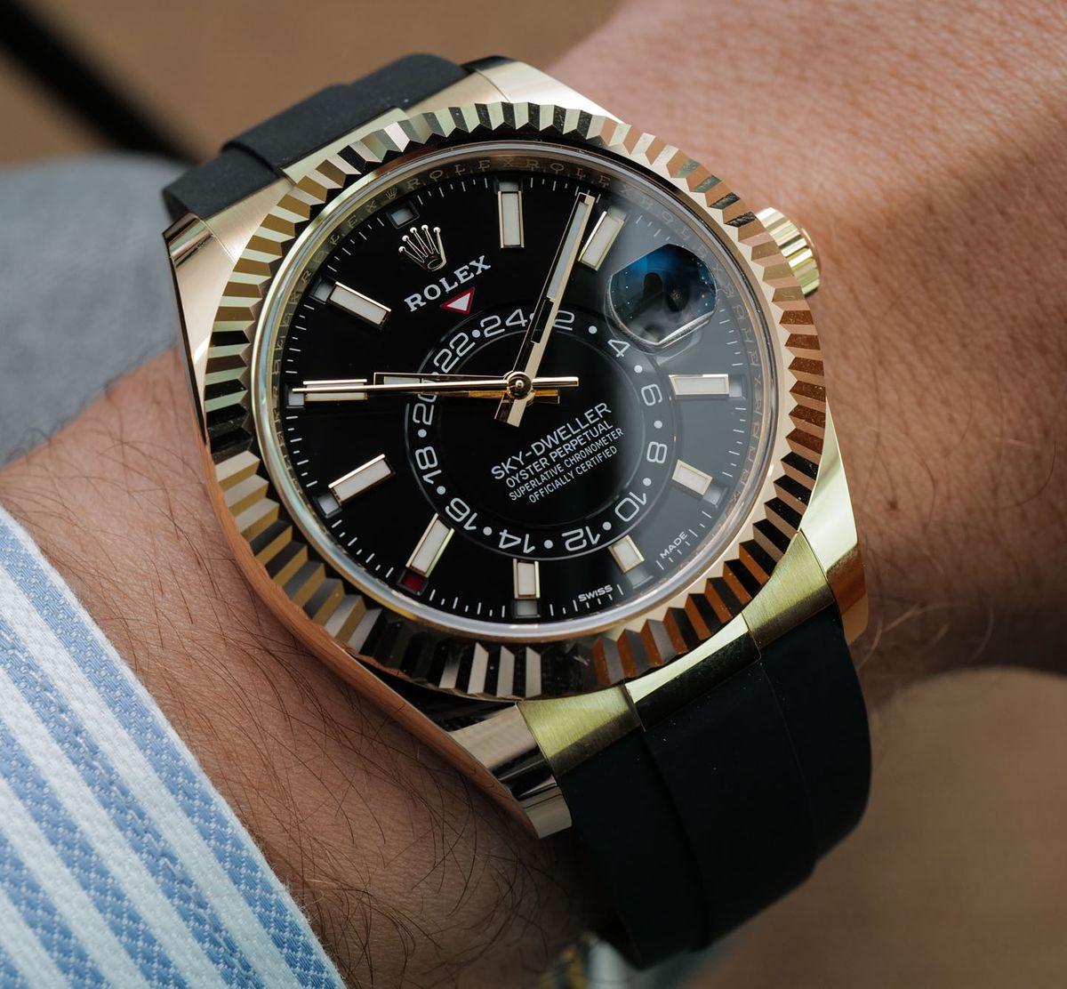 Yellow Gold Rolex Sky-Dweller Oysterflex 326238