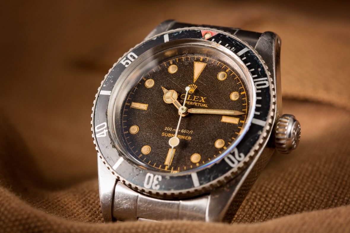 How to tell what vintage Rolex Submariner series Big crown James bond red triangle gilt dial 6538