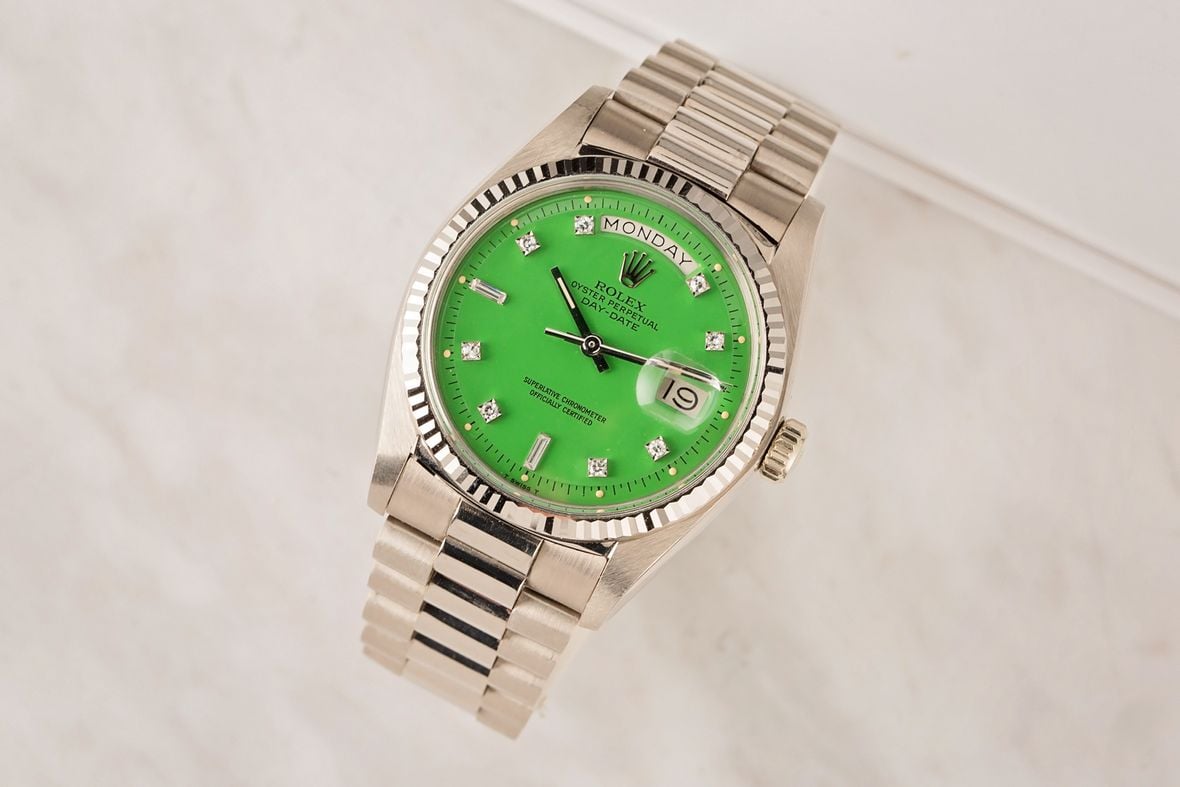 Vintage Rolex Day-Date 1803 Green Stella Dial