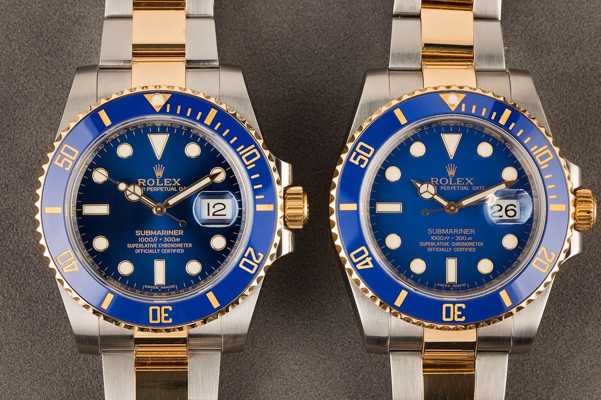 Rolex Submariner ref. 116613LB - Sunburst Blue vs. Flat Blue Dial Rolex Submariner Reference 116613LB Sunburst Blue vs Flat Blue Dial