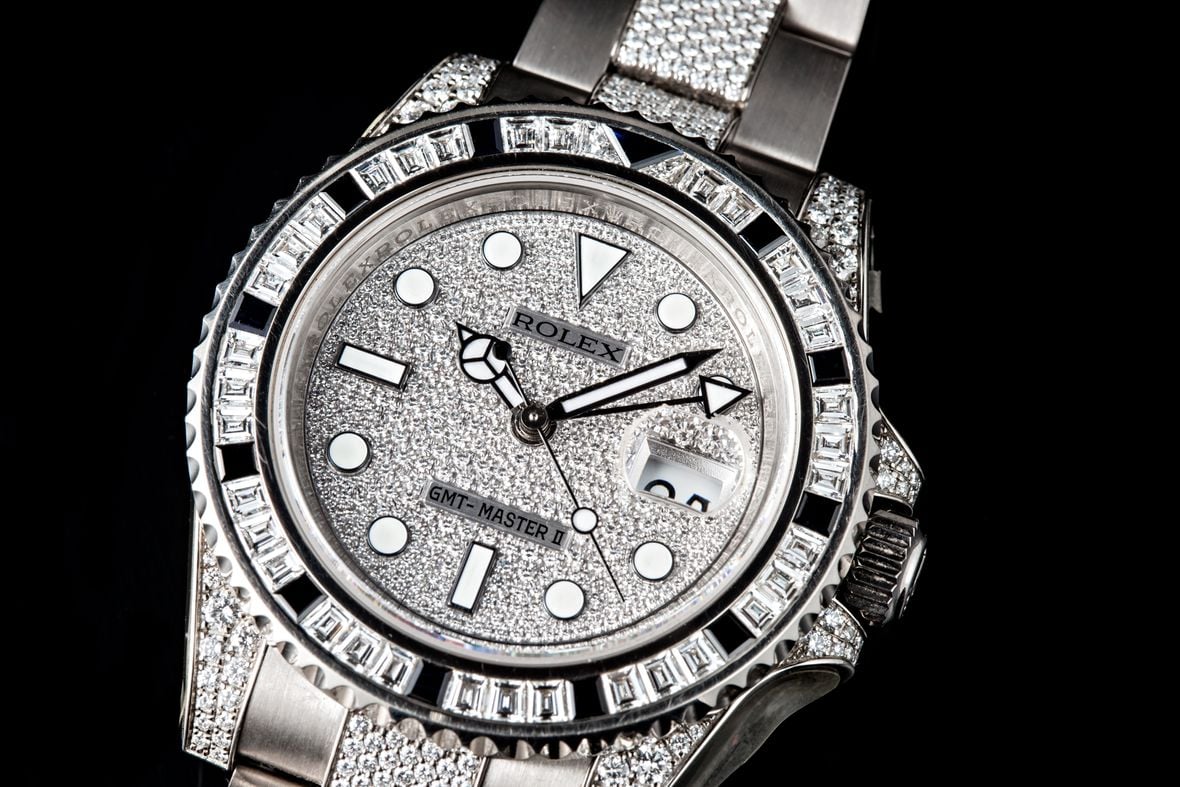 Iced Out Rolex GMT-Master Watch 