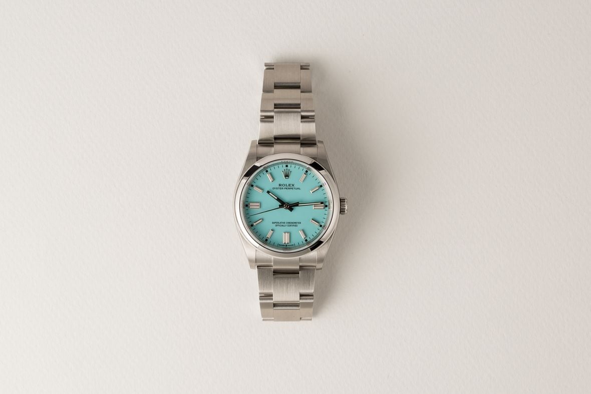 Ladies Rolex Oyster Perpetual Turquoise Dial