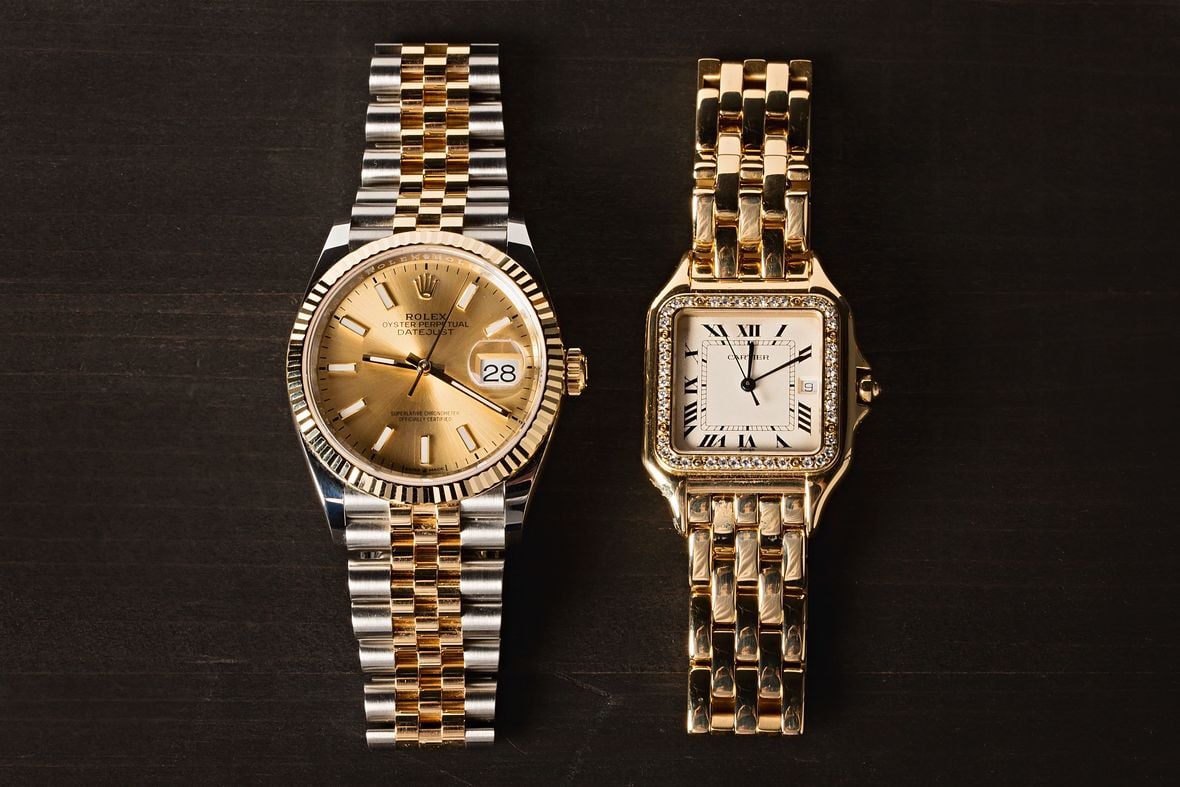Rolex Datejust so với Cartier Panthere Rolex Datejust Two-Tone vs Cartier Panthere Gold