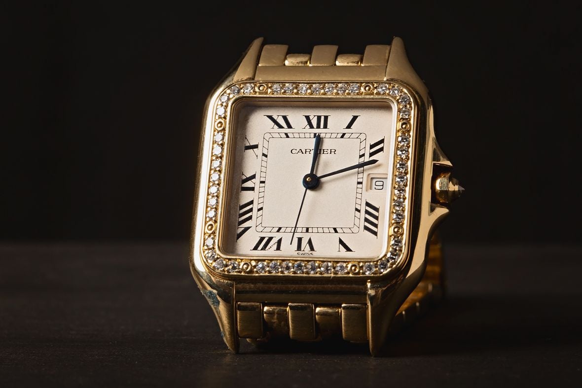 Gold Cartier Panthere Diamond Bezel