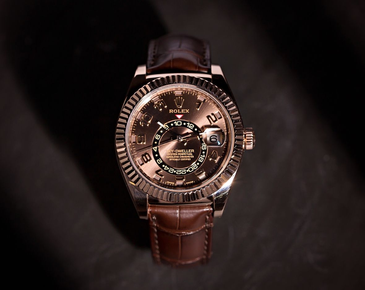 Rolex Sky-Dweller History 326135 Everose Gold Leather Strap