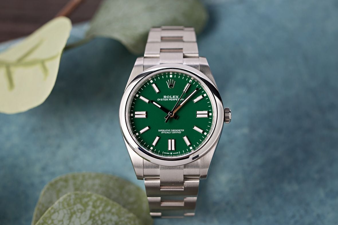 Rolex Green Face Watches Oyster Perpetual 41mm 124300