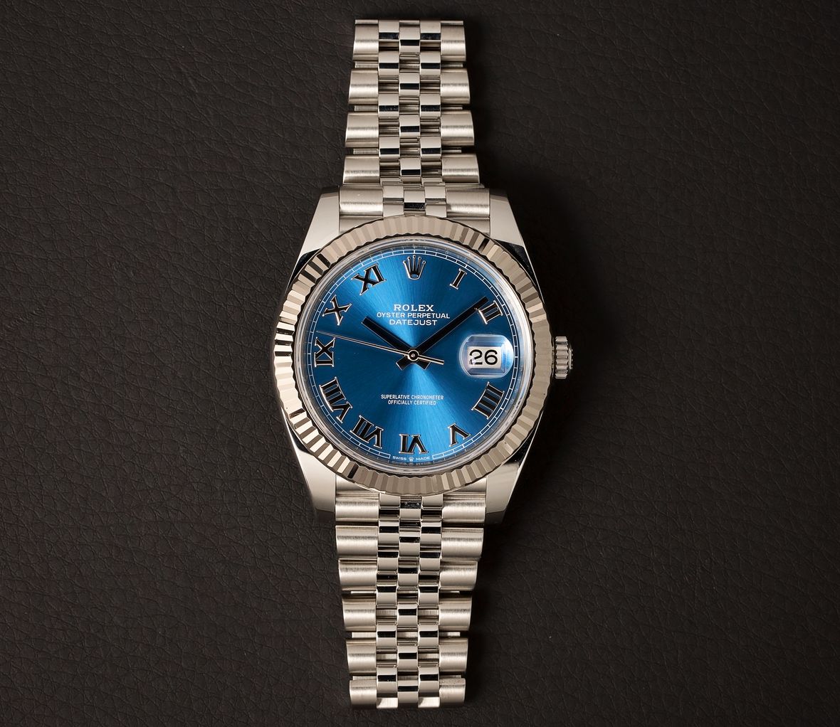 Rolex Datejust 41 Fluted Bezel 126334 41mm Blue Roman Dial