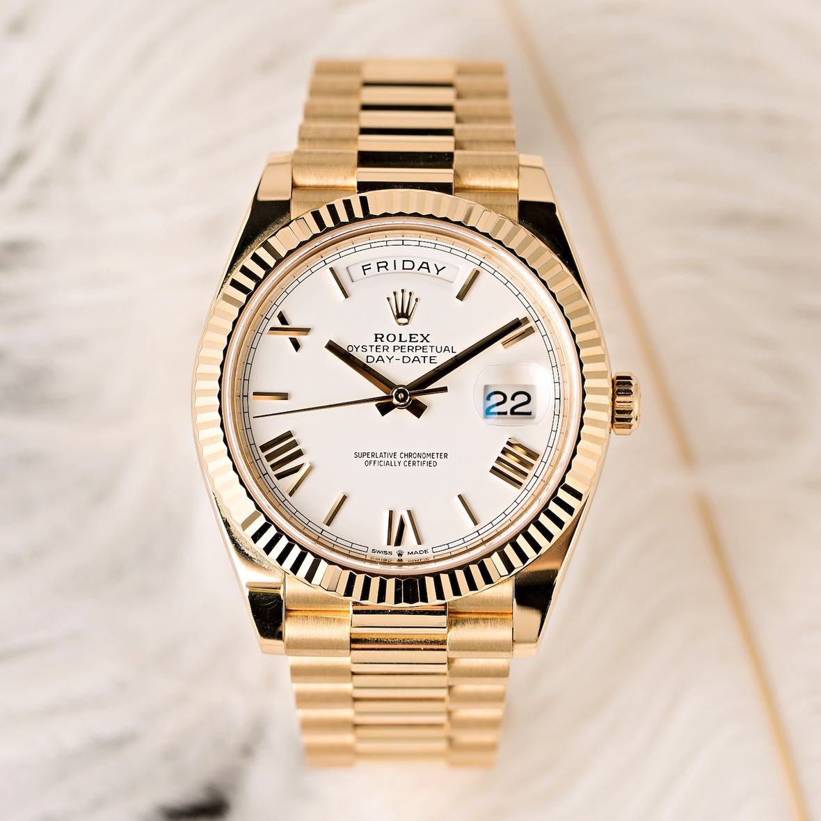 Rolex Day-Date 40 President 228238 White Roman Dial 