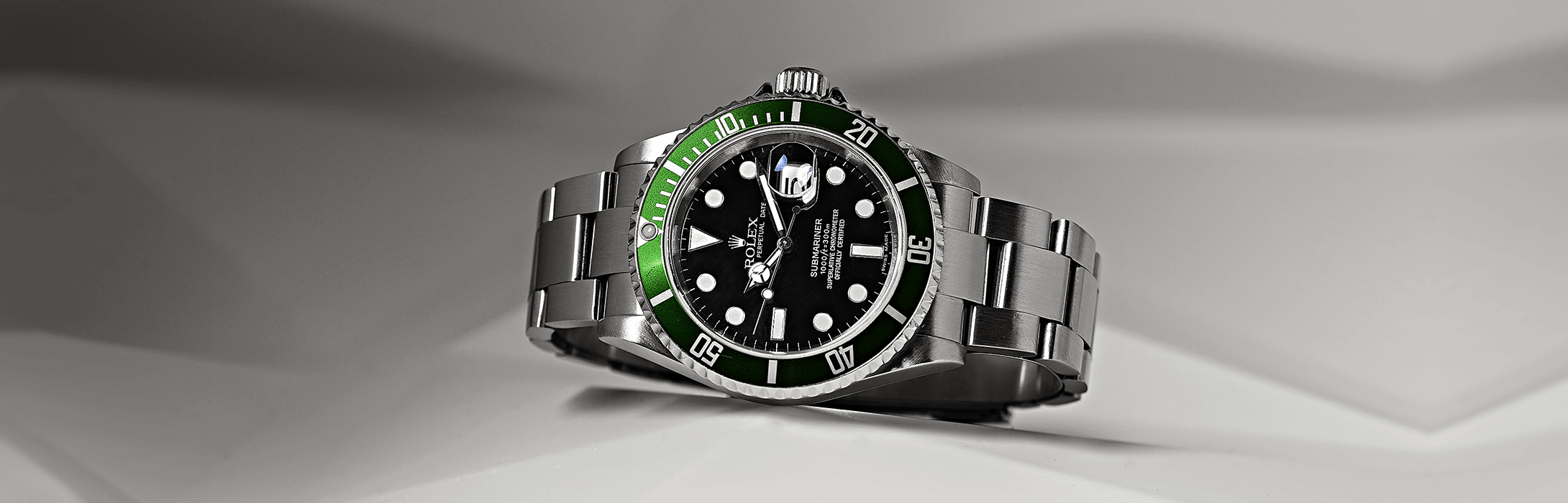 Rolex Submariner Anniversary Kermit Watch Ref. 16610 with Flat Four Bezel  (NEW ARRIVAL)