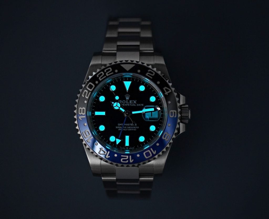 Rolex GMT-Master II Batman Chromalight Luminous Material