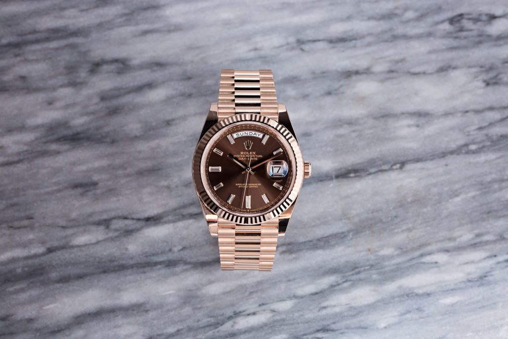 Roger Federer's Rolex Collection DAY-DATE EVEROSE WITH BROWN DIAL REF. 228235