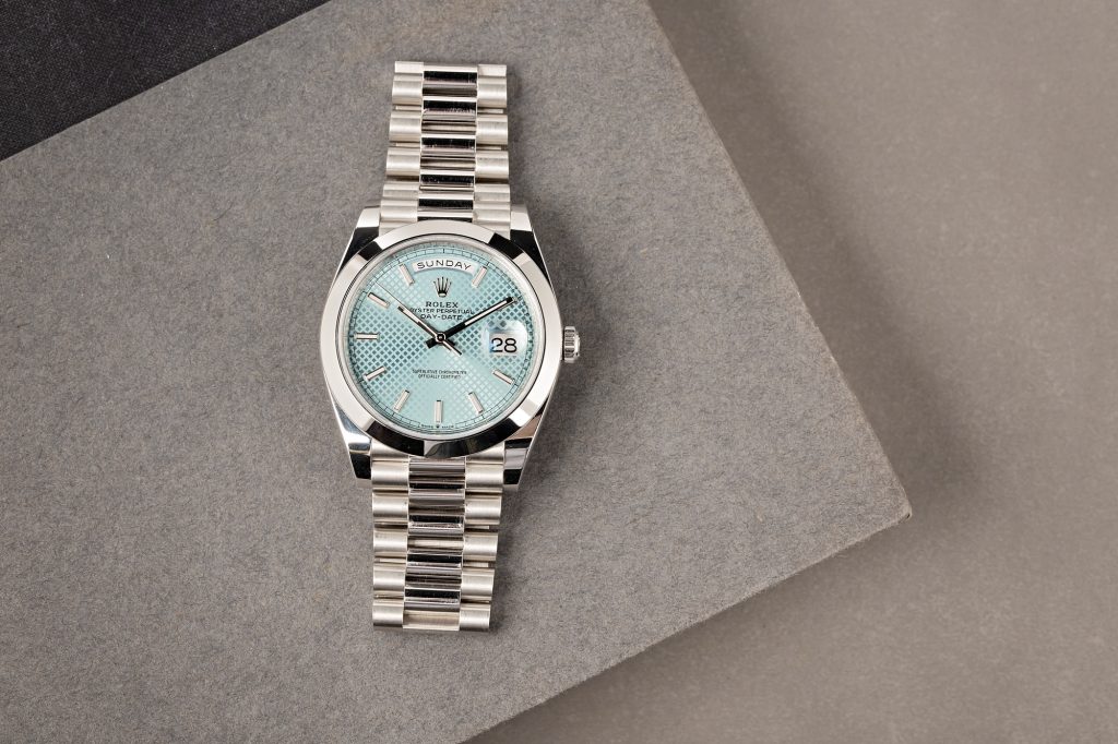 Rolex Platinum Day-Date Watch Smooth Bezel Rolex Platinum Day-Date Watch Smooth Bezel