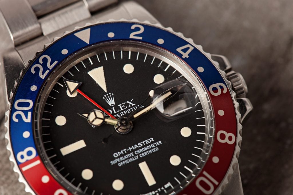 Vintage Rolex GMT-Master 1675 Radial Dial Pepsi Bezel