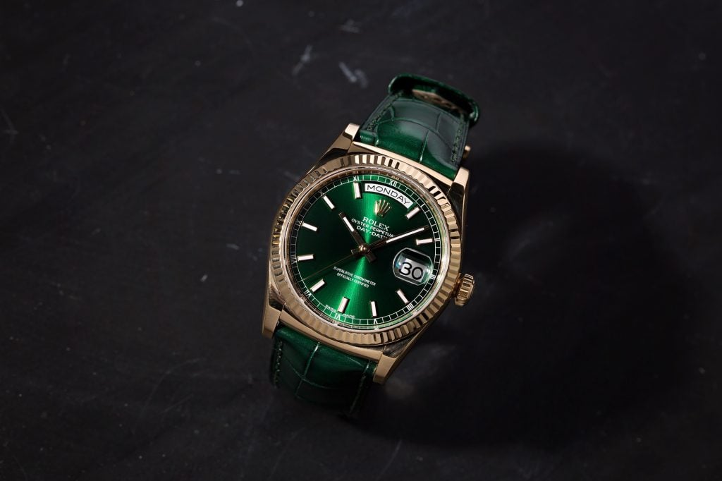 Rolex Day-Date Green Dial with Green Leather Strap
