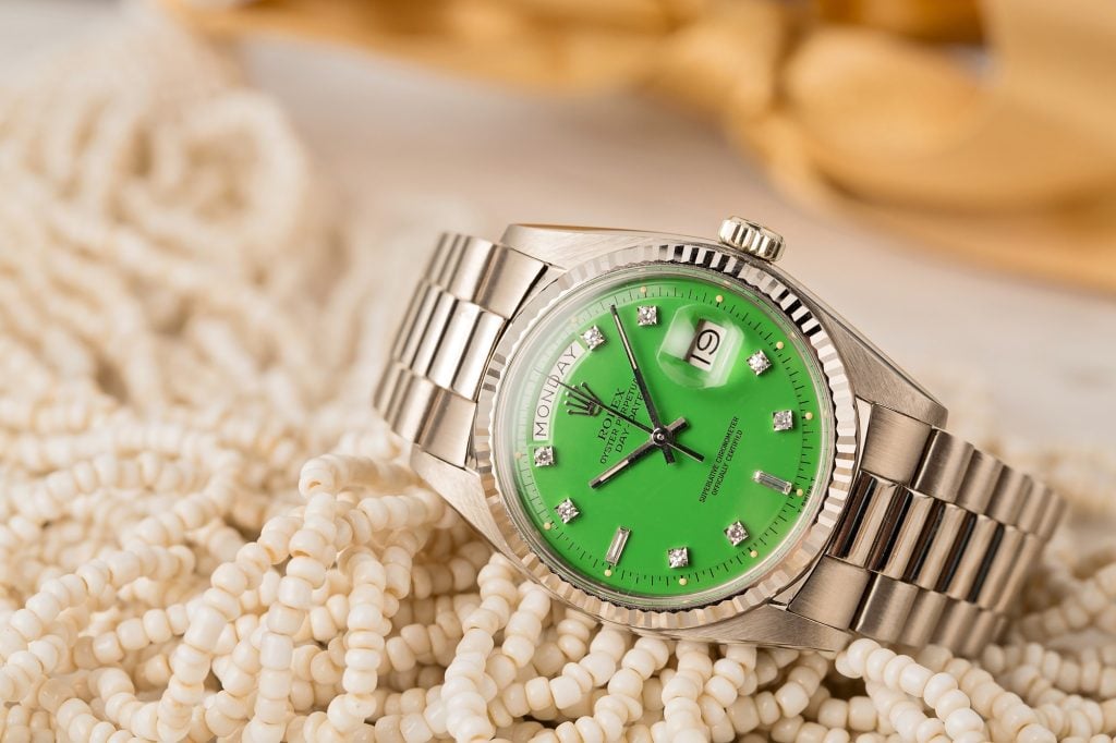 Rolex Day-Date Green Dial Watches Stella White Gold