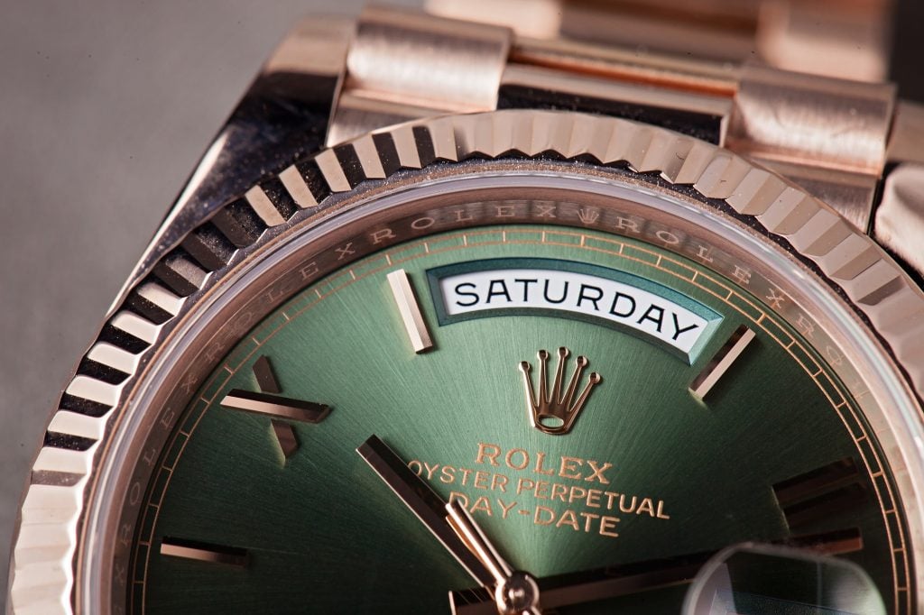 Rolex Day-Date Green Dial Watches Roman Markers