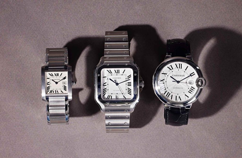 Cartier Watch Collection with Different Sizes