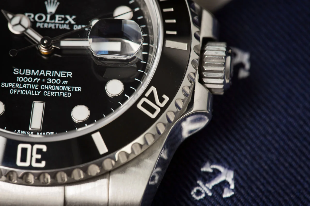 Close Up of Rolex Submariner Bezel in Perfect Condition