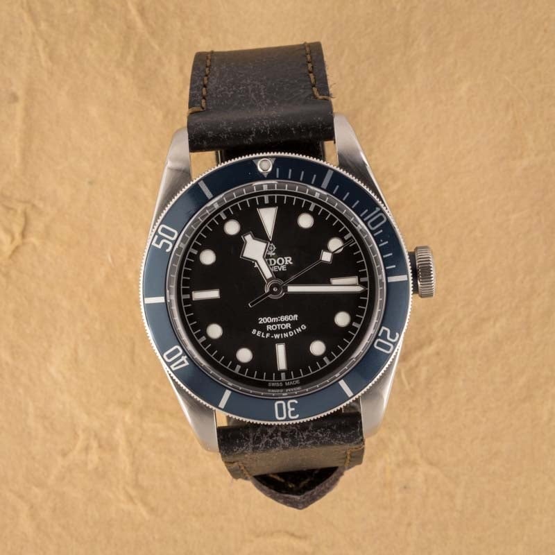 Tudor Black Bay 79220 Blue Bezel & Black Leather Strap