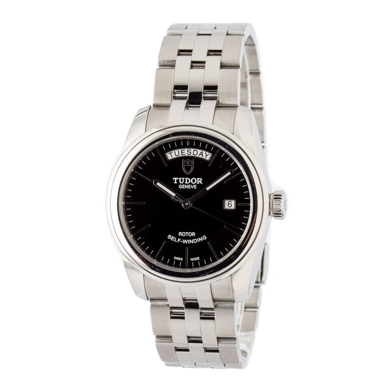 Pre-Owned Glamour Day Date 56000 Black Dial