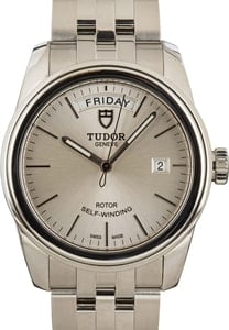 Tudor Glamour 39MM Stainless Steel, Smooth Bezel Silver Opaline Dial, B&P (2019)
