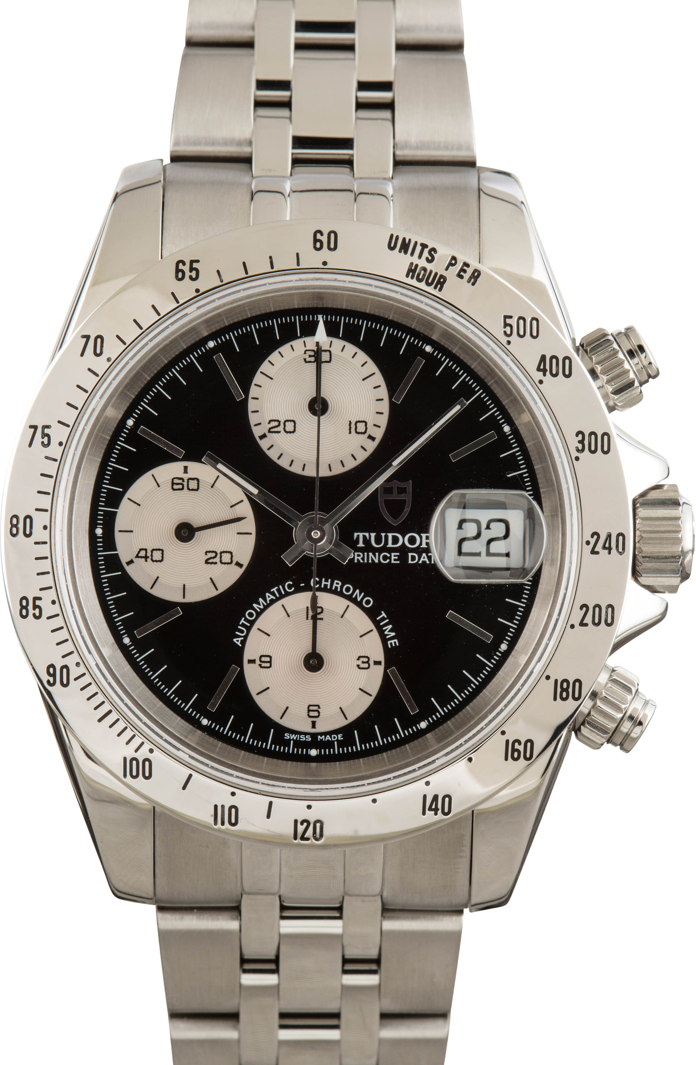 Tudor Prince Black 79280 Stainless Steel Watch Used Mens